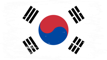 South Korea  flag with brush paint textured isolated  on png or transparent background