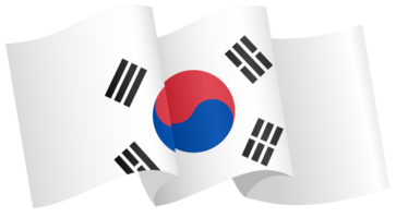 South Korea flag wave isolated on png or transparent background