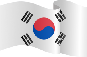 South Korea flag wave isolated on png or transparent background