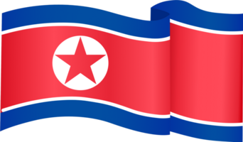 North Korea flag wave isolated on png or transparent background