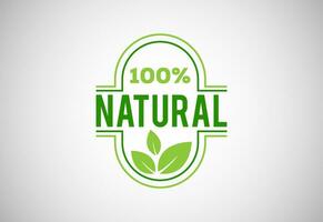 Natural, organic, fresh food vector logo or badge template for product