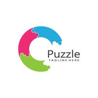 puzzle logo vector icon