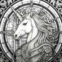 Stained Glass Unicorn Coloring Pages photo