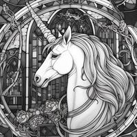 Stained Glass Unicorn Coloring Pages photo