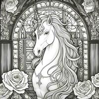 Stained Glass Unicorn Coloring Pages photo