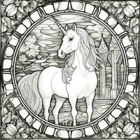 Stained Glass Unicorn Coloring Pages photo