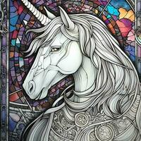 Stained Glass Unicorn Coloring Pages photo