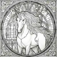 Stained Glass Unicorn Coloring Pages photo