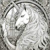 Stained Glass Unicorn Coloring Pages photo