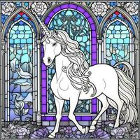 Stained Glass Unicorn Coloring Pages photo