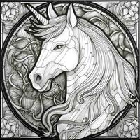 Stained Glass Unicorn Coloring Pages photo