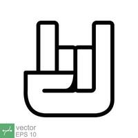 Rock on concert gig hand gesture icon. Simple outline style. Hardcore, heavy metal, music, punk sign concept. Line vector illustration symbol isolated on white background. EPS 10.