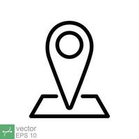 Pin location icon. Simple outline style. Map marker, place position, globe label, gps technology concept. Thin line vector illustration isolated on white background. EPS 10.