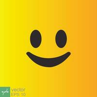 Smile icon template design. Smiling emoticon vector logo on yellow background. Face line art style. Funny doodle drawing, fun symbol, humor, joy concept. EPS 10.