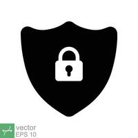 Shield and lock icon. Simple flat style. Secure, safe, computer protect, safety, web privacy concept. Vector illustration symbol isolated on white background. EPS 10.