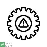 sistema error icono. sencillo contorno estilo. riesgo alerta, falla, mecánico engranaje motor, problema servicio, precaución, tecnología concepto. línea vector ilustración aislado en blanco antecedentes. eps 10