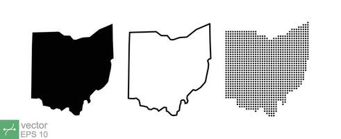 Ohio nosotros estado blanco mapa. silueta, describir, plan, punto mapa. cartografía, regional, país, geografía concepto. sencillo plano estilo. vector sólido ilustración aislado en blanco antecedentes. eps 10