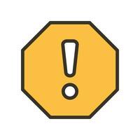 exclamation mark in octagonal shape for hazard warning symbol. Beware secure caution in traffic road. Warning pop up Attention, warning icon. Vector illustration filled outline style. EPS10