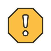 exclamation mark in octagonal shape for hazard warning symbol. Beware secure caution in traffic road. Warning pop up Attention, warning icon. Vector illustration filled outline style. EPS10