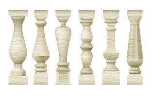 Classic antique marble columns in vector graphics and in different styles