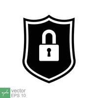 Security icon. Simple solid style. Shield secure, privacy protect, guarantee safe, network guard, safety concept. Glyph vector illustration symbol isolated on white background. EPS 10.