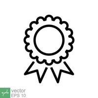 rosetón medalla icono. sencillo contorno estilo. otorgar, cinta, logro, insignia, certificado concepto. línea vector ilustración símbolo aislado en blanco antecedentes. eps 10