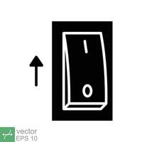 Light on, electric switch icon. Simple solid style. Power turn on button, toggle switch on position, turn on, technology concept. Glyph vector illustration isolated on white background. EPS 10.