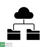 nube almacenamiento icono. sencillo sólido estilo. digital archivo organización servicio, subir, computadora respaldo, tecnología concepto. glifo vector ilustración aislado en blanco antecedentes. eps 10