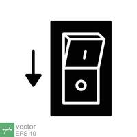 Light off, electric switch icon. Simple solid style. Power turn off button, toggle switch of position concept for web and app. Glyph vector illustration isolated on white background. EPS 10.