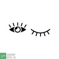 Eye and eyelash icon. Simple solid style. Wink, blink, makeup, doodle, woman beauty face concept. Glyph vector illustration isolated on white background. EPS 10.