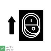 Light on, electric switch icon. Simple solid style. Power turn on button, toggle switch on position, turn on, technology concept. Glyph vector illustration isolated on white background. EPS 10.