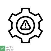 System error icon. Simple outline style. Risk alert, failure, mechanical gear engine, trouble service, caution, technology concept. Line vector illustration isolated on white background. EPS 10.