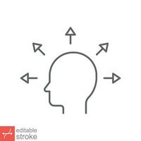 Personal development icon. Simple outline style. Strategy management, capital, human, leadership concept. Thin line vector illustration isolated on white background. Editable stroke EPS 10.