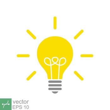 Light bulb icon. Simple flat style. glow lamp, idea, solution, inspiration, yellow lightbulb, technology concept. Vector illustration isolated on white background. EPS 10.