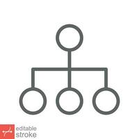 Organization chart icon. Simple outline style. Org hierarchy, company diagram flow symbol, business concept. Thin line vector illustration isolated on white background. Editable stroke EPS 10.