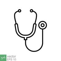 Stethoscope cardio device icon. Simple outline style. Medical, doctor equipment, health heart, hospital, healthcare concept. Thin line vector illustration isolated on white background. EPS 10.