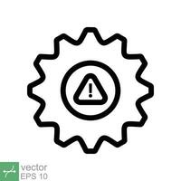 sistema error icono. sencillo contorno estilo. riesgo alerta, falla, mecánico engranaje motor, problema servicio, precaución, tecnología concepto. línea vector ilustración aislado en blanco antecedentes. eps 10