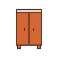 Wardrobe, Double door Closet simple line. Natural wooden Furniture, Room interior element cabinet for mobile concept and web design and apps. Vector illustration filled outline style. EPS10