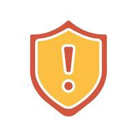 Danger Warning Error Alert Sign in badge style, Security shield exclamation mark for website, logo, app, UI. Guard, attention, warning icon Vector illustration filled outline style. EPS10