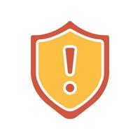 Danger Warning Error Alert Sign in badge style, Security shield exclamation mark for website, logo, app, UI. Guard, attention, warning icon Vector illustration filled outline style. EPS10