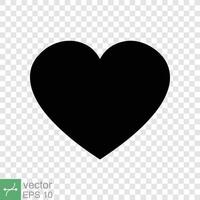 Heart icon isolated on editable background. Simple flat icon. Black love shape symbol, blank heart silhouette sign logo design, romantic wedding concept. vector illustration EPS 10.