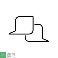 hablar burbuja habla icono. sencillo contorno estilo. charlar, hablar, diálogo, globo, nube, diálogo, mensaje, comunicación concepto. Delgado línea vector ilustración aislado en blanco antecedentes. eps 10