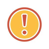 Exclamation mark in round shape for hazard warning symbol. Beware secure caution in traffic road. Error, notice, Alert, caution icon . Vector illustration filled outline style. EPS10