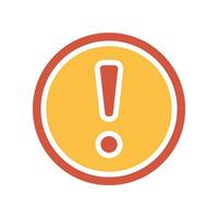 Exclamation mark in round shape for hazard warning symbol. Beware secure caution in traffic road. Error, notice, Alert, caution icon . Vector illustration filled outline style. EPS10