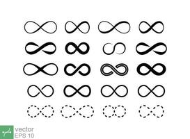 Infinity icon set. Loop symbol, eternal, endless, forever, 8 shape, cycle, limitless concept. Simple flat style. Vector illustration isolated on white background. EPS 10.