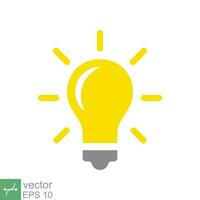 Light bulb icon. Simple flat style. glow lamp, idea, solution, inspiration, yellow lightbulb, technology concept. Vector illustration isolated on white background. EPS 10.