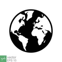 Planet earth icon. Simple flat style. World globe, international, round map, web symbol concept. Vector illustration isolated on white background. EPS 10.