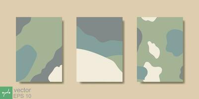 Organic abstract shapes in pastel colors background. Minimal poster camouflage, mint, green, dark grey, cream colors. Modern greeting cards, Contemporary collage wedding invitations. Vector EPS 10.