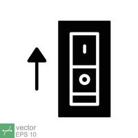 Light on, electric switch icon. Simple solid style. Power turn on button, toggle switch on position, turn on, technology concept. Glyph vector illustration isolated on white background. EPS 10.