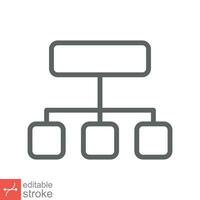 Organization chart icon. Simple outline style. Org hierarchy, company diagram flow symbol, business concept. Thin line vector illustration isolated on white background. Editable stroke EPS 10.